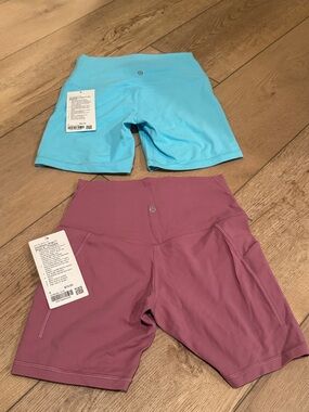 lululemon athletica Women’s High-Rise Bike Shorts - Turquoise & Mauve